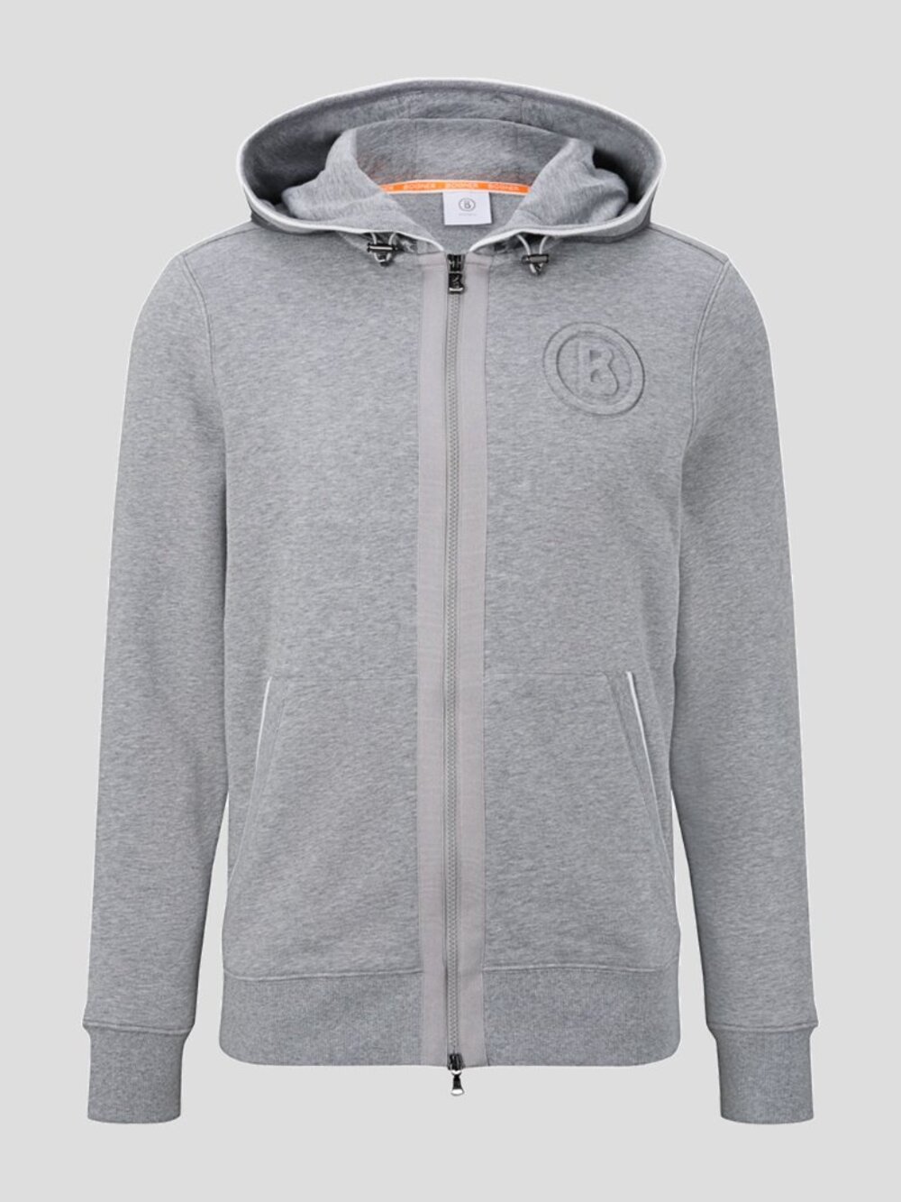 Bogner Jaden Full Zip Hooded Sweatshirt Jacket Grey Embossed Logo Sz XXL